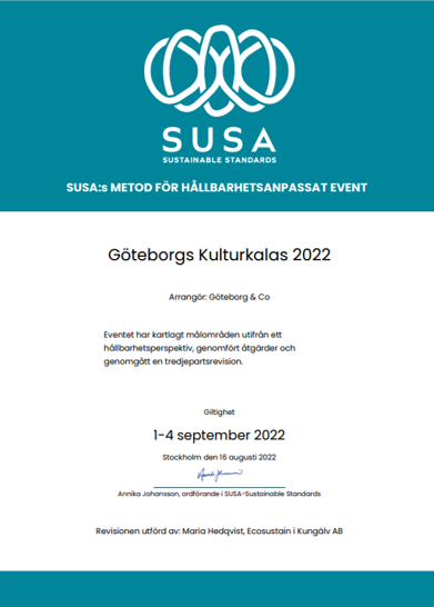 Göteborgs Kulturkalas 2022 senast ut att diplomeras för event