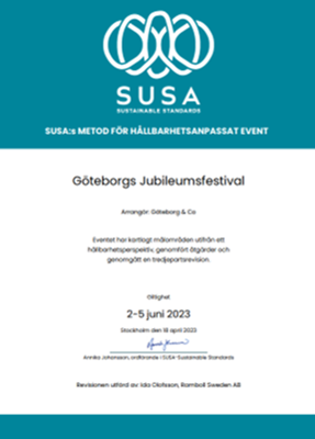 Göteborgs Jubileumsfestival är senast ut att eventdiplomeras