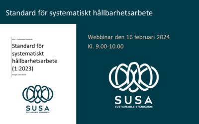 Webbinar om SUSA:s standard för systematiskt hållbarhetsabete